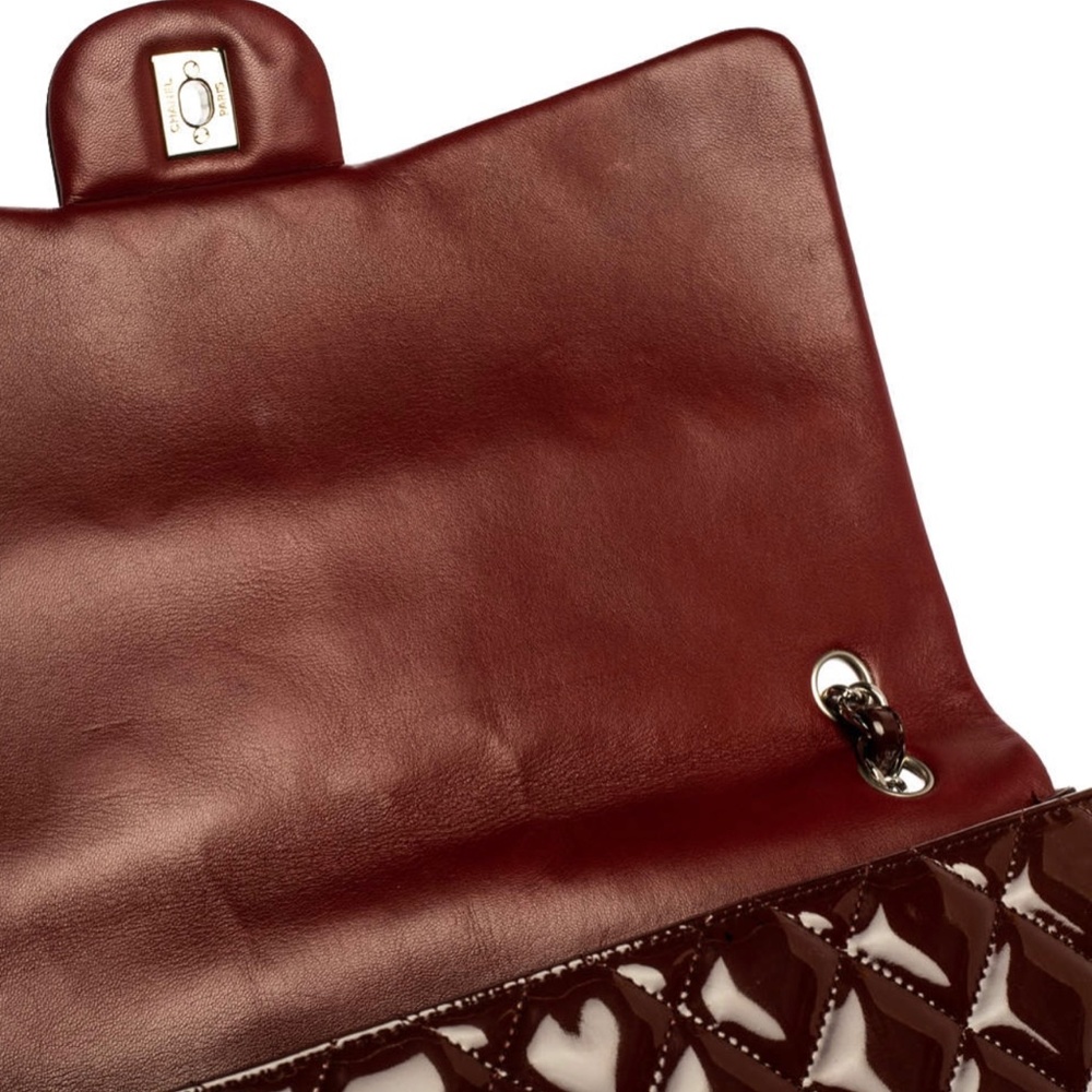Chanel Burgundy Quilted Patent Leather Maxi Classic Single Flap Bag - Picture 8 of 16